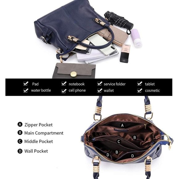 Kattee Genuine Soft Leather Purse / Handbag, Satchel Tote Shoulder Bag - Picture 6 of 13